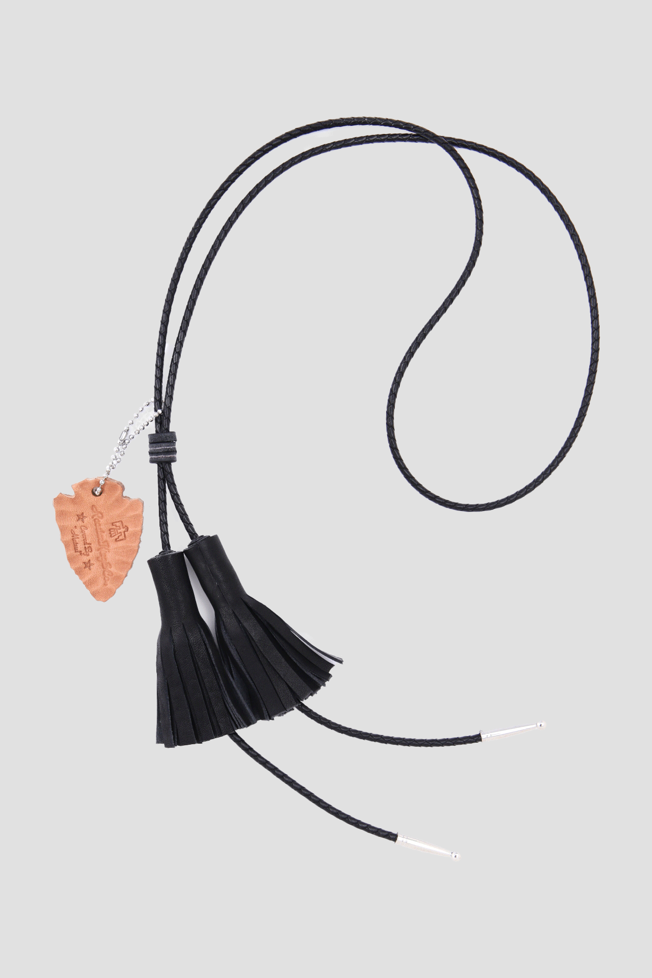 LEATHER BRAIDING LOOP TASSEL CHOKER -Cow leather-