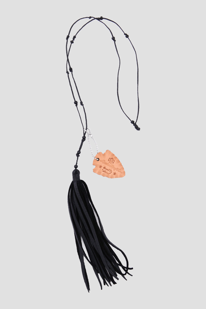 LEATHER BRAIDING TASSEL NECKLACE -Deer skin-