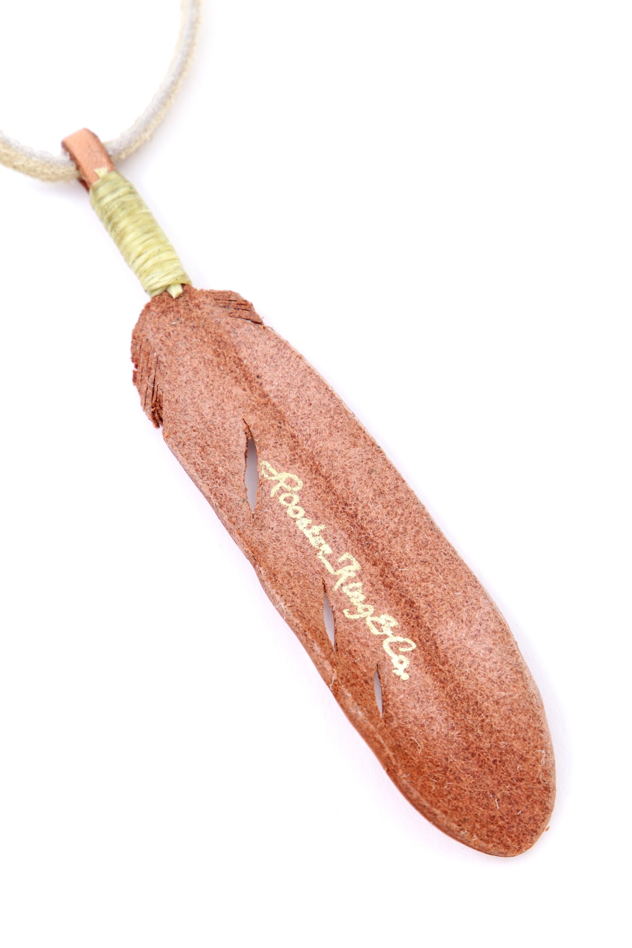 LEATHER CARVING FEATHER NECKLACE -Small- | SEVEN BY SEVEN