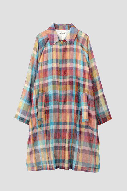 BALCOLLAR SHEER COAT - Handwoven Madras check -