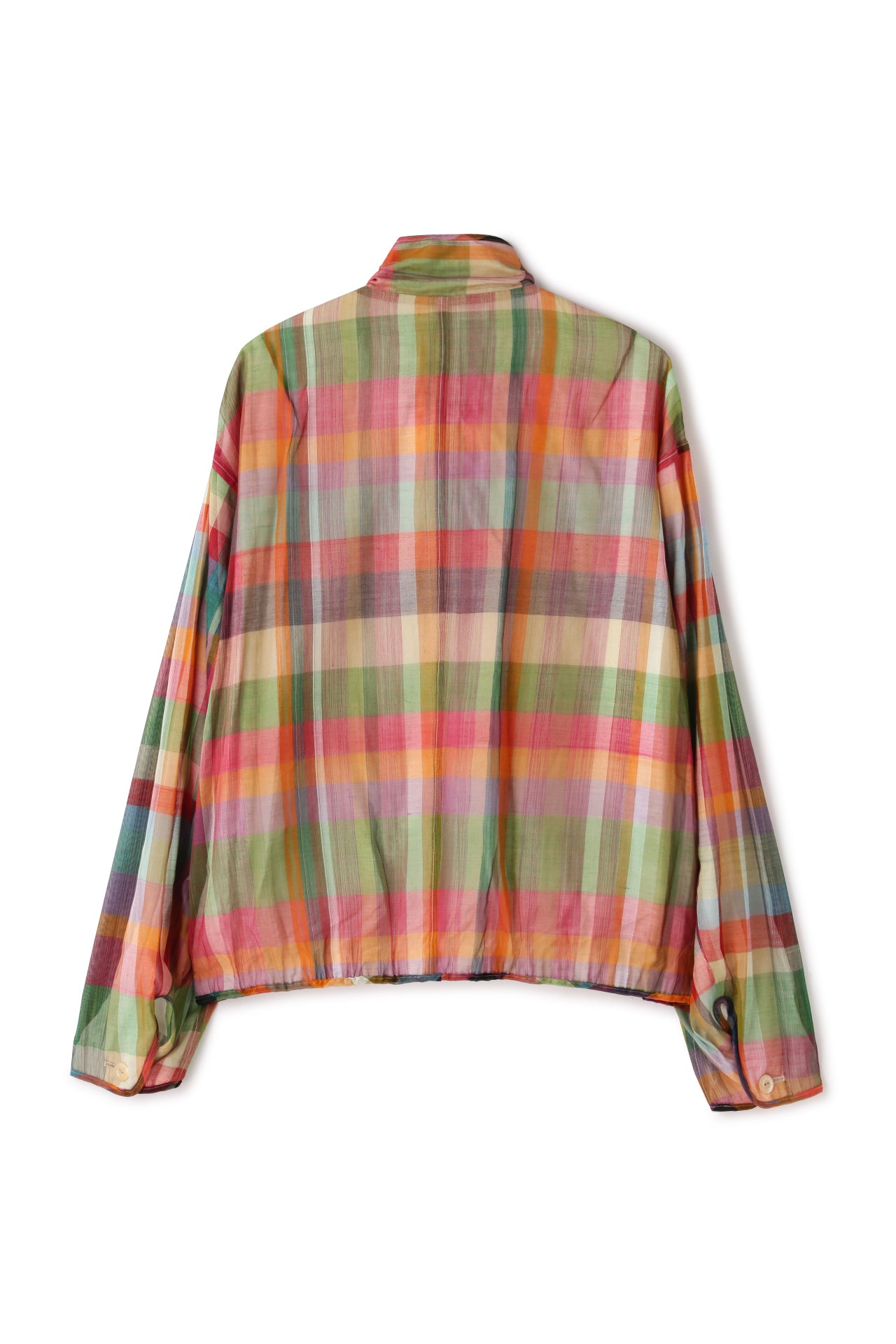 STANDCOLLAR ZIP UP BLOUSON - Handwoven Madras check -