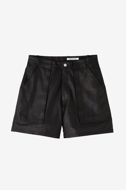 W POCKET LEATHER SHORT PANTS -Sheep leather-