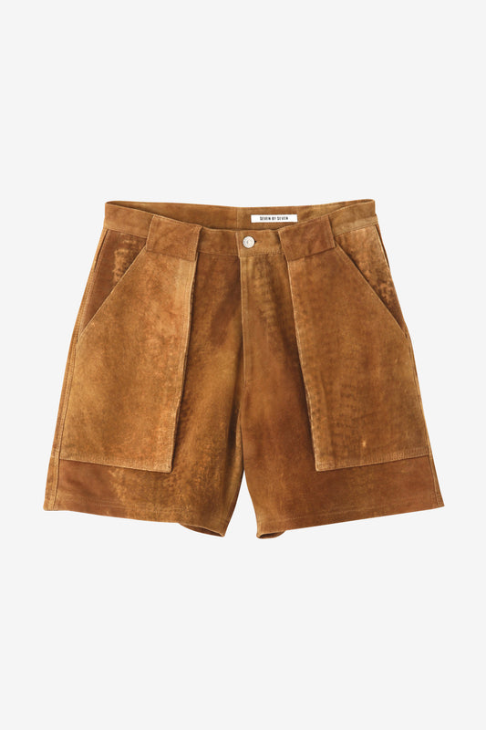 W POCKET SUEDE LEATHER SHORT PANTS -Sheep suede cashmere finish-
