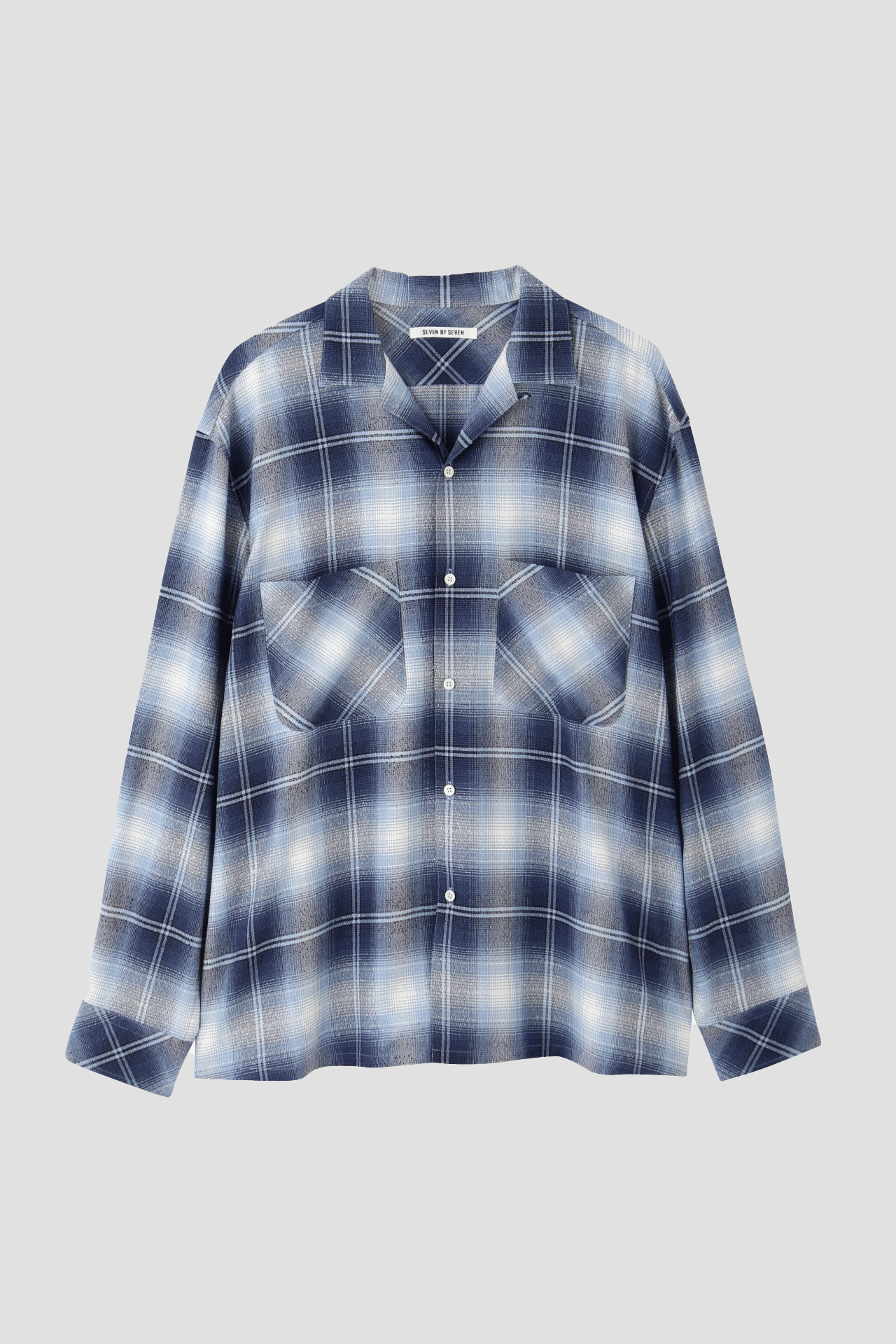 OPEN COLLAR SHEER SHIRTS L/S - Modal boucle check -