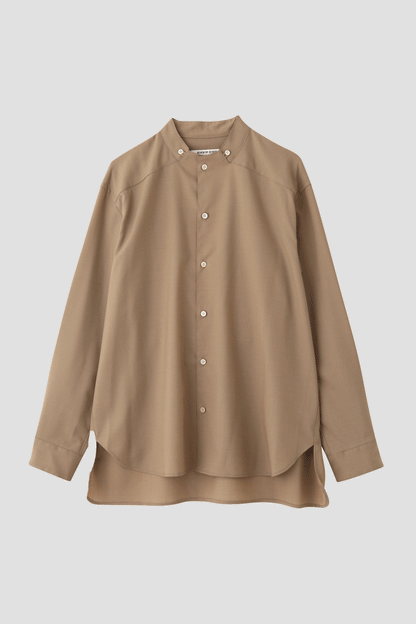 STAND COLLAR SHIRTS - Wool poplin -