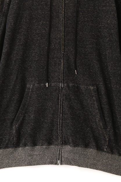 ORGANIC COTTON FULL ZIP THERMAL PARKA - Mixed “UNSTAINED” yarn -