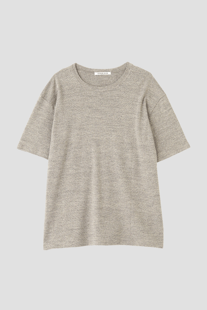 ORGANIC COTTON RIB WRAP AROUND TEE - Mixed “UNSTAINED” yarn -