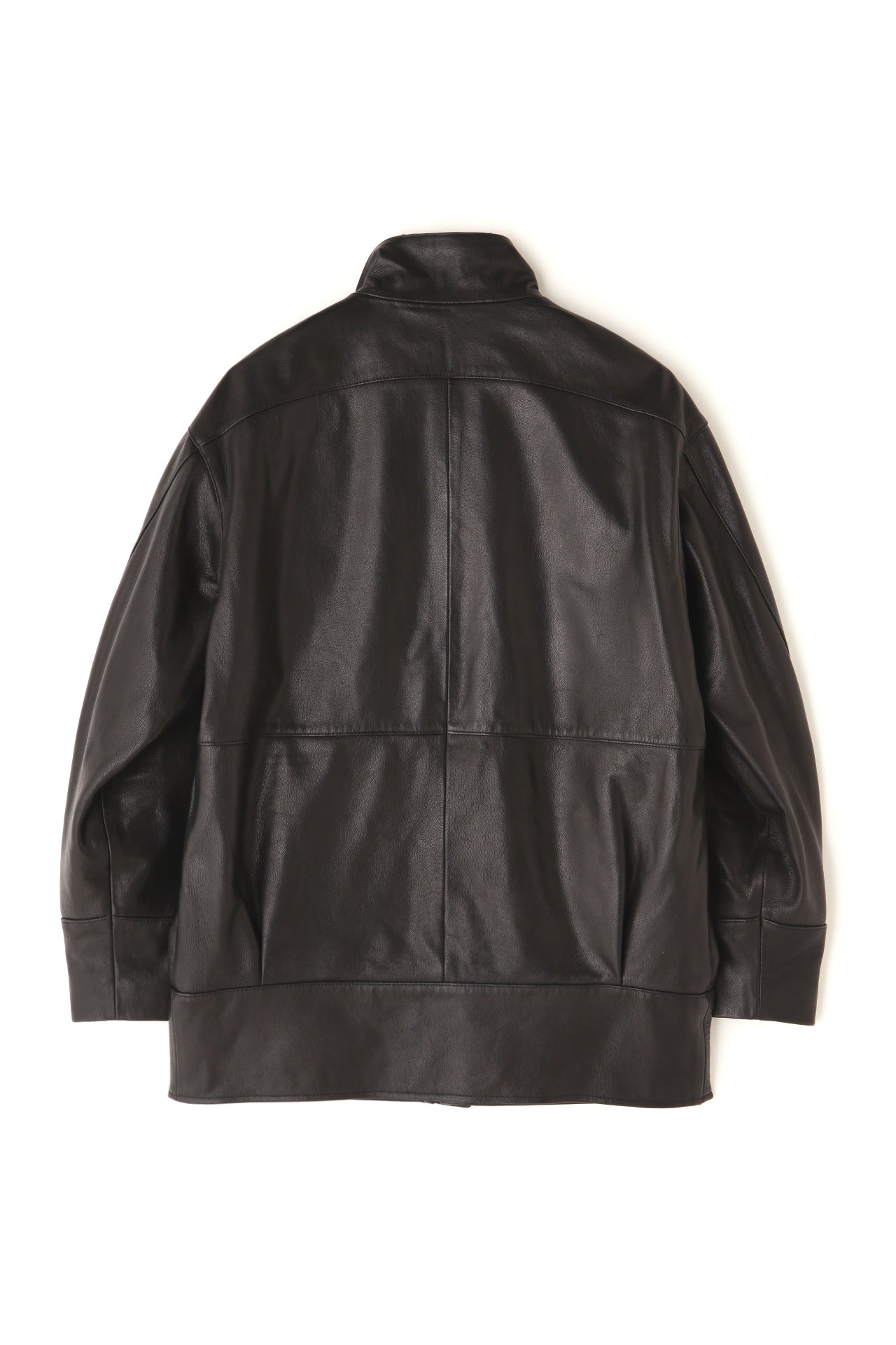 STAND-UP COLLAR LEATHER CAR COAT ‐Goat leather‐