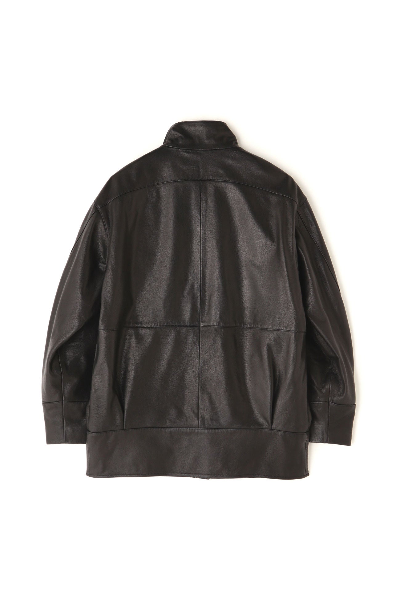 STAND-UP COLLAR LEATHER CAR COAT ‐Goat leather‐