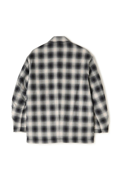 OMBRE CHECK ZIP UP LONG BLOUSON ‐Cotton / Yak‐