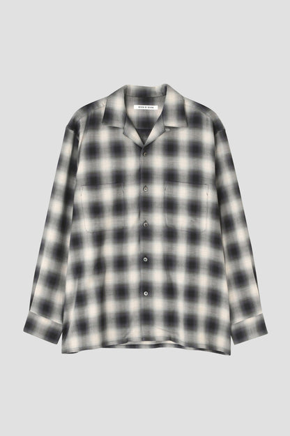 OMBRE CHECK OPEN COLLAR SHIRTS ‐Cotton/Yak‐