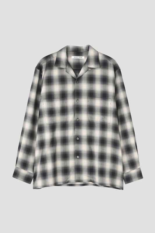 OMBRE CHECK OPEN COLLAR SHIRTS ‐Cotton / Yak‐