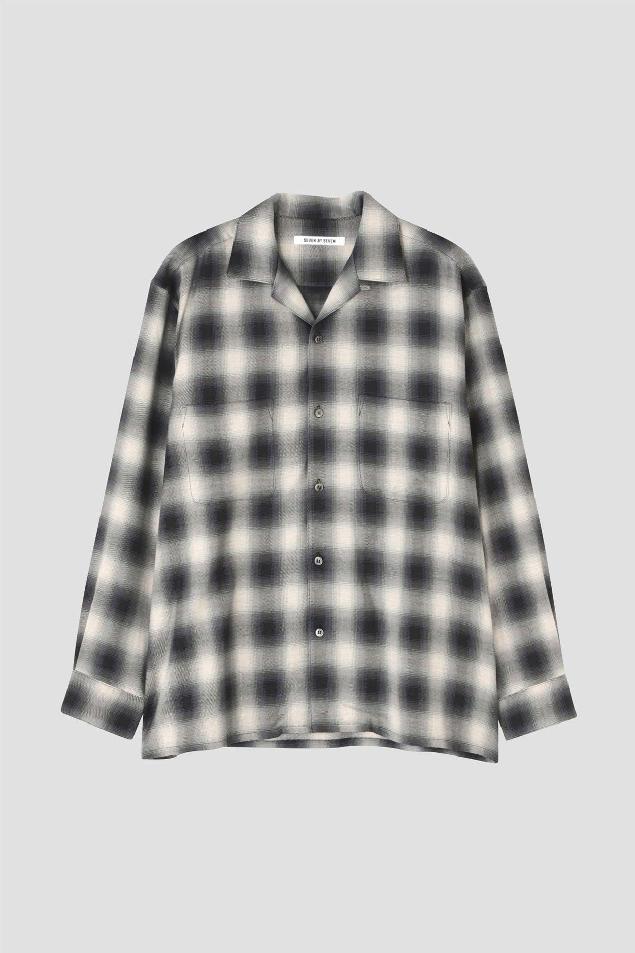 OMBRE CHECK OPEN COLLAR SHIRTS ‐Cotton/Yak‐