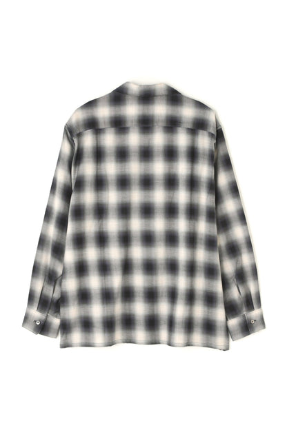 OMBRE CHECK OPEN COLLAR SHIRTS ‐Cotton/Yak‐