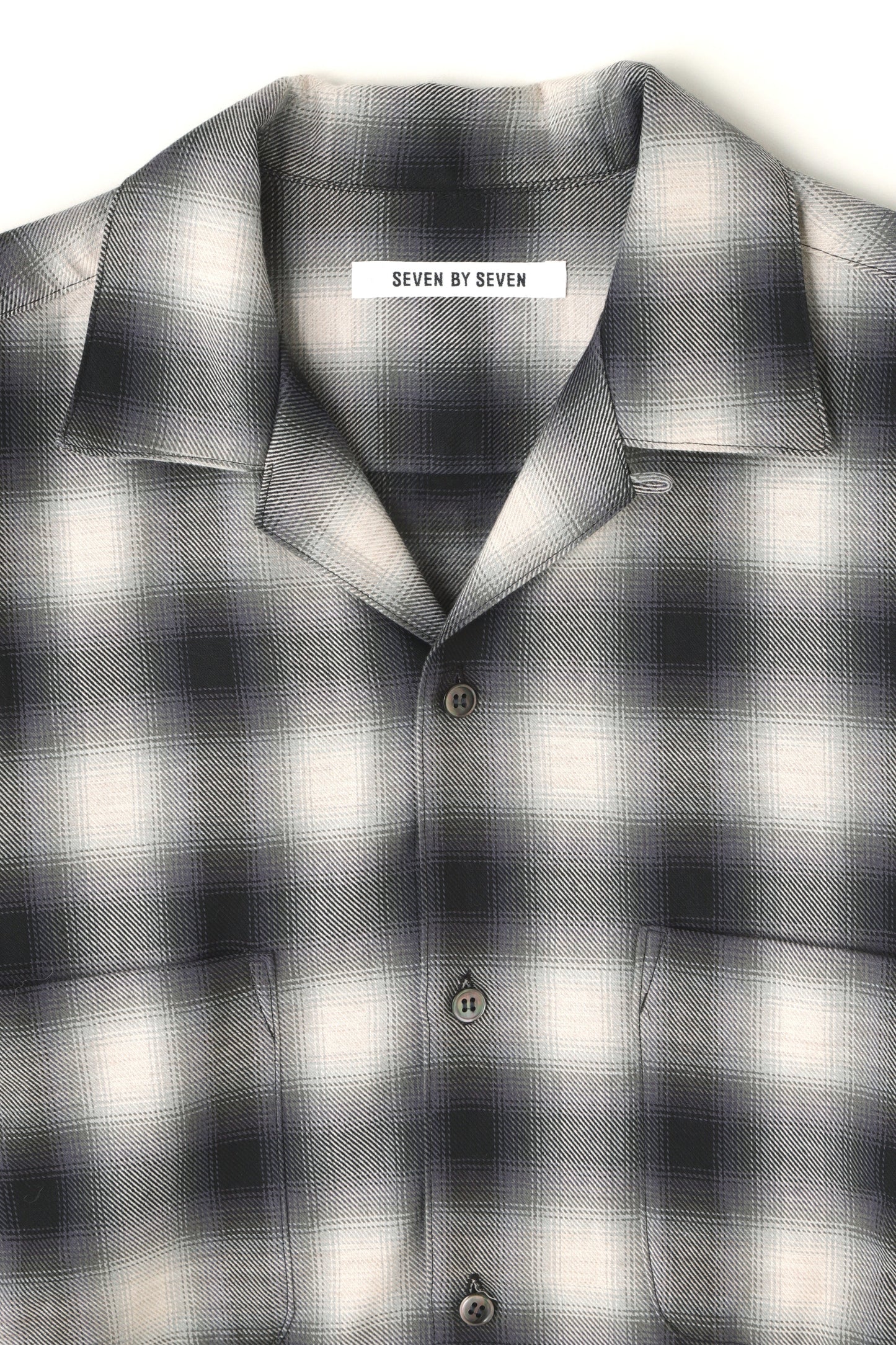 OMBRE CHECK OPEN COLLAR SHIRTS ‐Cotton/Yak‐