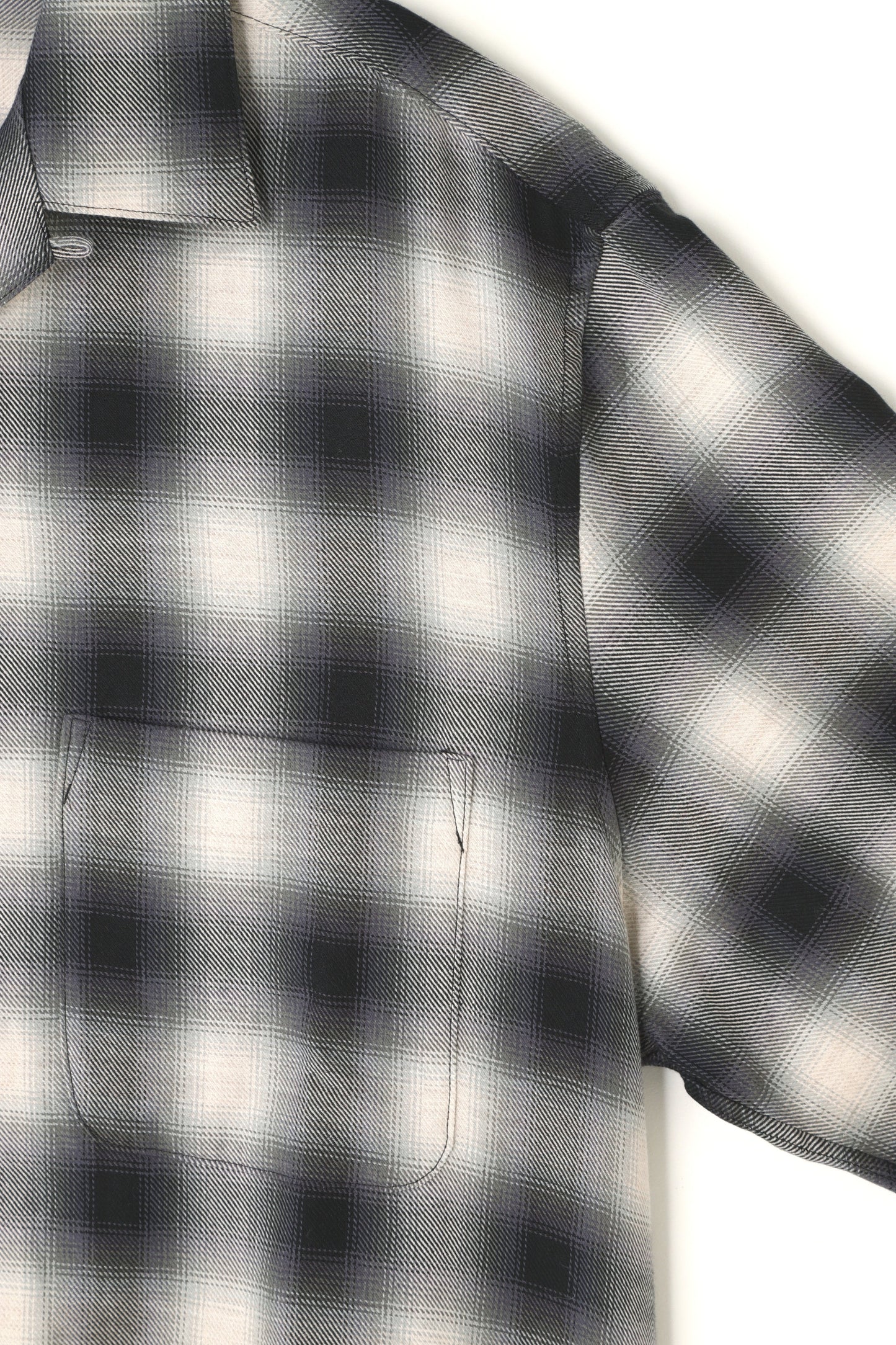 OMBRE CHECK OPEN COLLAR SHIRTS ‐Cotton/Yak‐