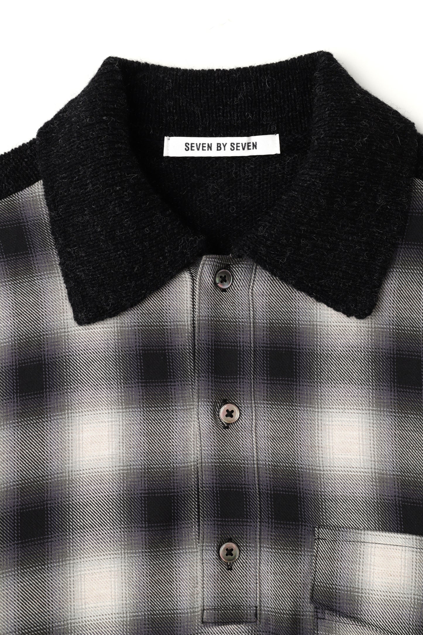 OMBRE CHECK PULLOVER KNIT SHIRTS
‐Cotton / Yak & Wool‐