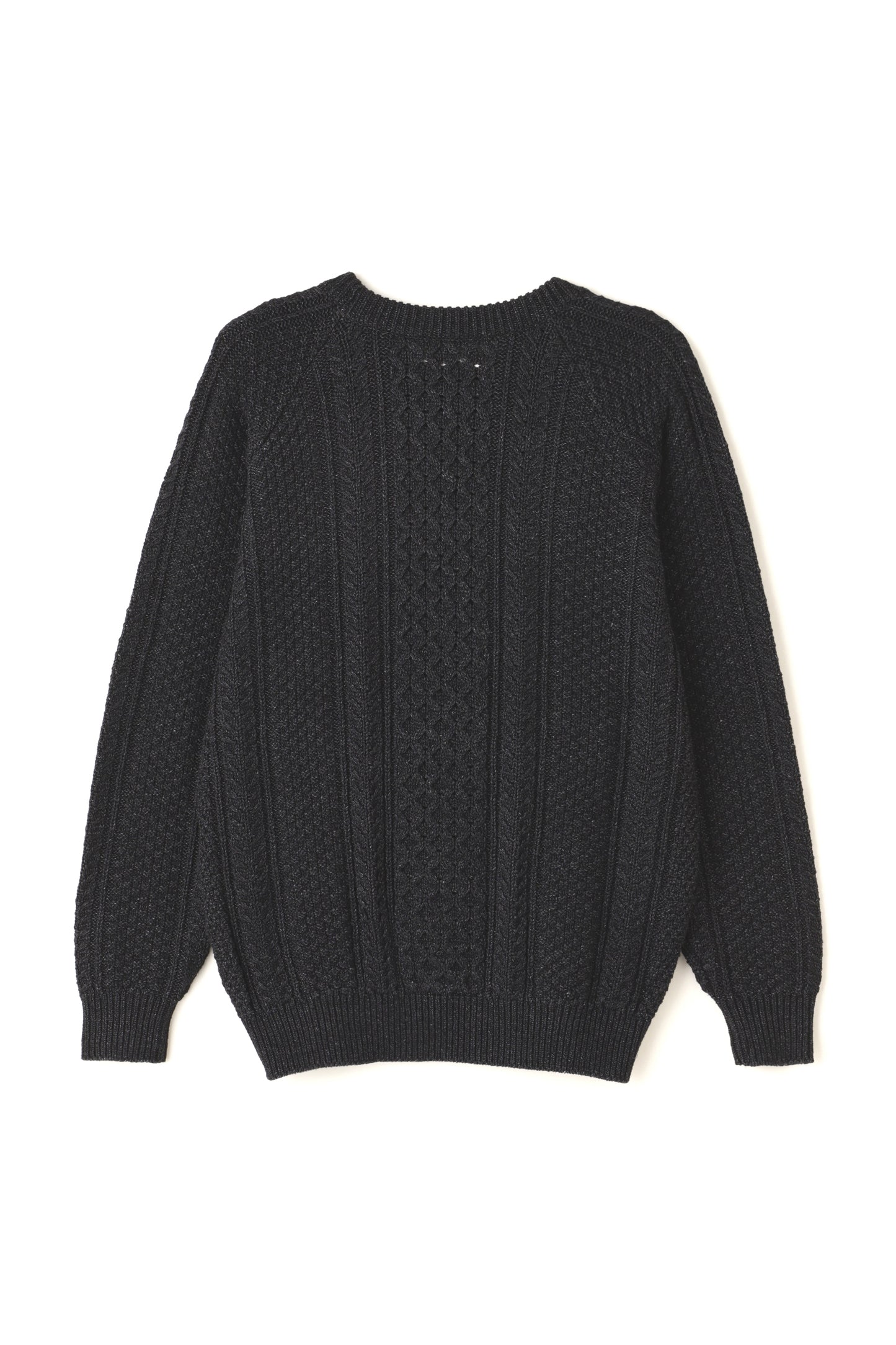 CREW NECK CABLE SWEATER -Indigo yarn-