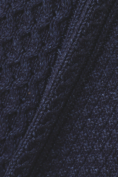 CREW NECK CABLE SWEATER -Indigo yarn-