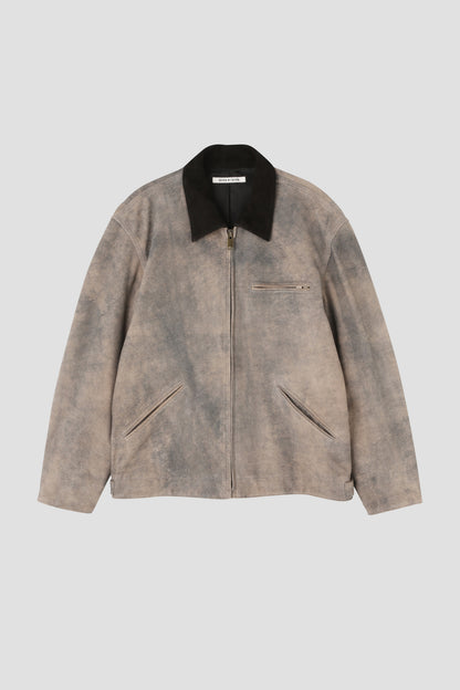 LEATHER DETROIT JACKET - Goat suede Antique finish -