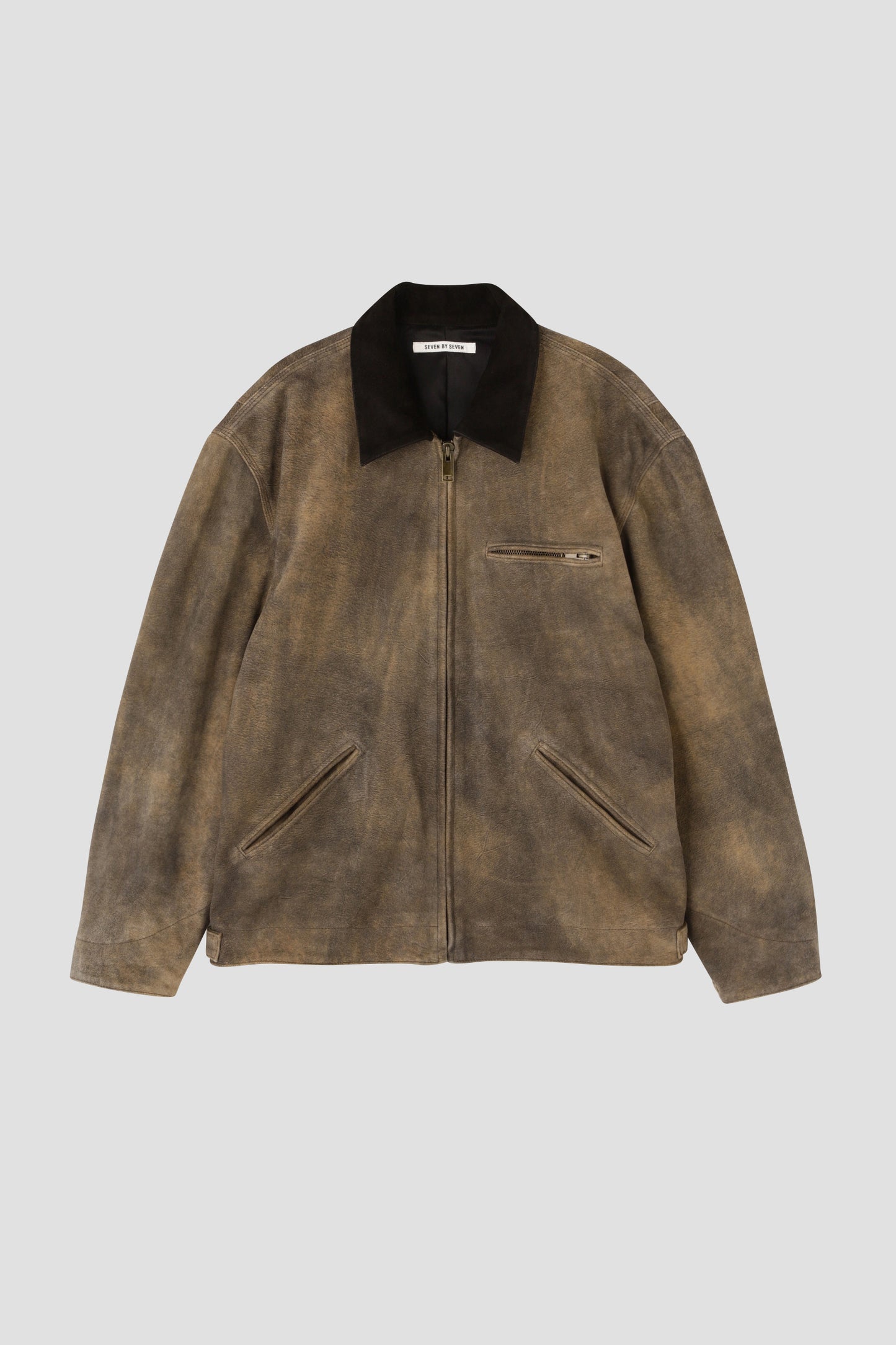 LEATHER DETROIT JACKET - Goat suede Antique finish -