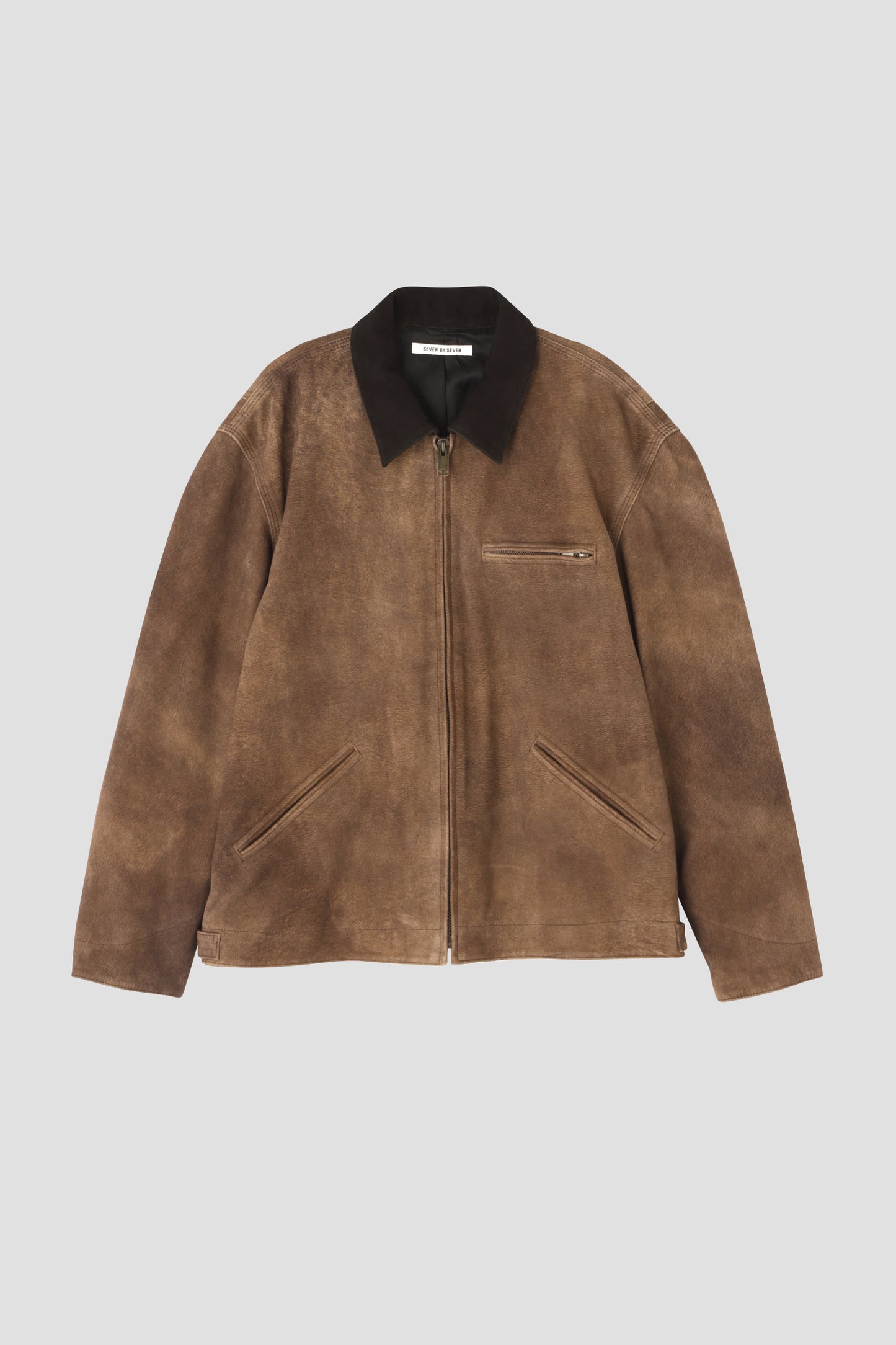 LEATHER DETROIT JACKET - Goat suede Antique finish -