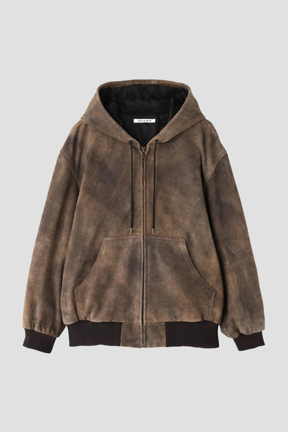 LEATHER ACTIVE JACKET - Goat suede Antique finish -