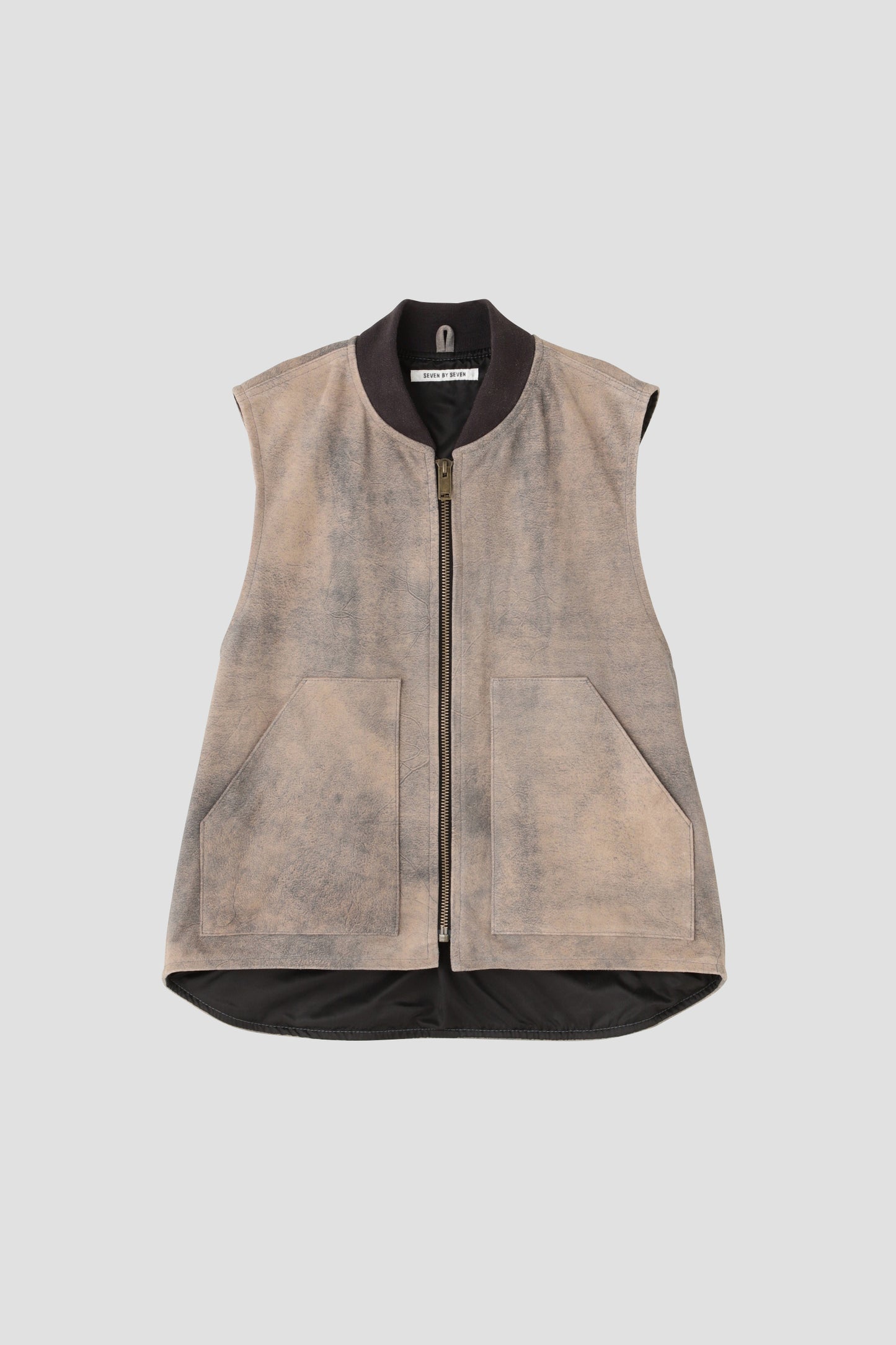 LEATHER WORK VEST - Goat suede Antique finish -