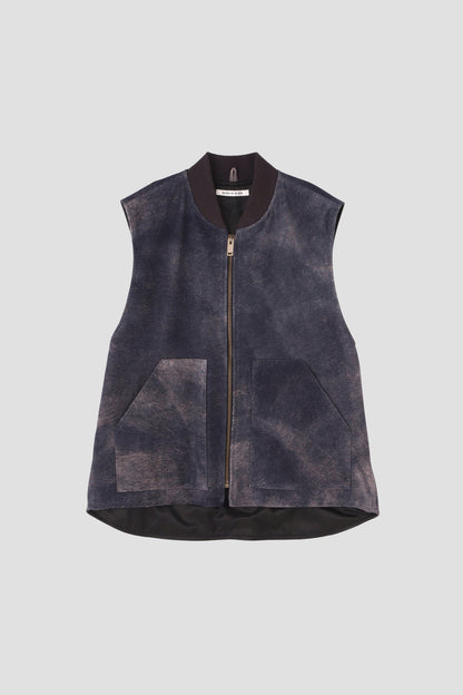 LEATHER WORK VEST - Goat suede Antique finish -