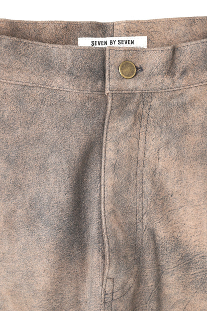 LEATHER DOUBLE KNEE PANTS - Goat suede Antique finish -