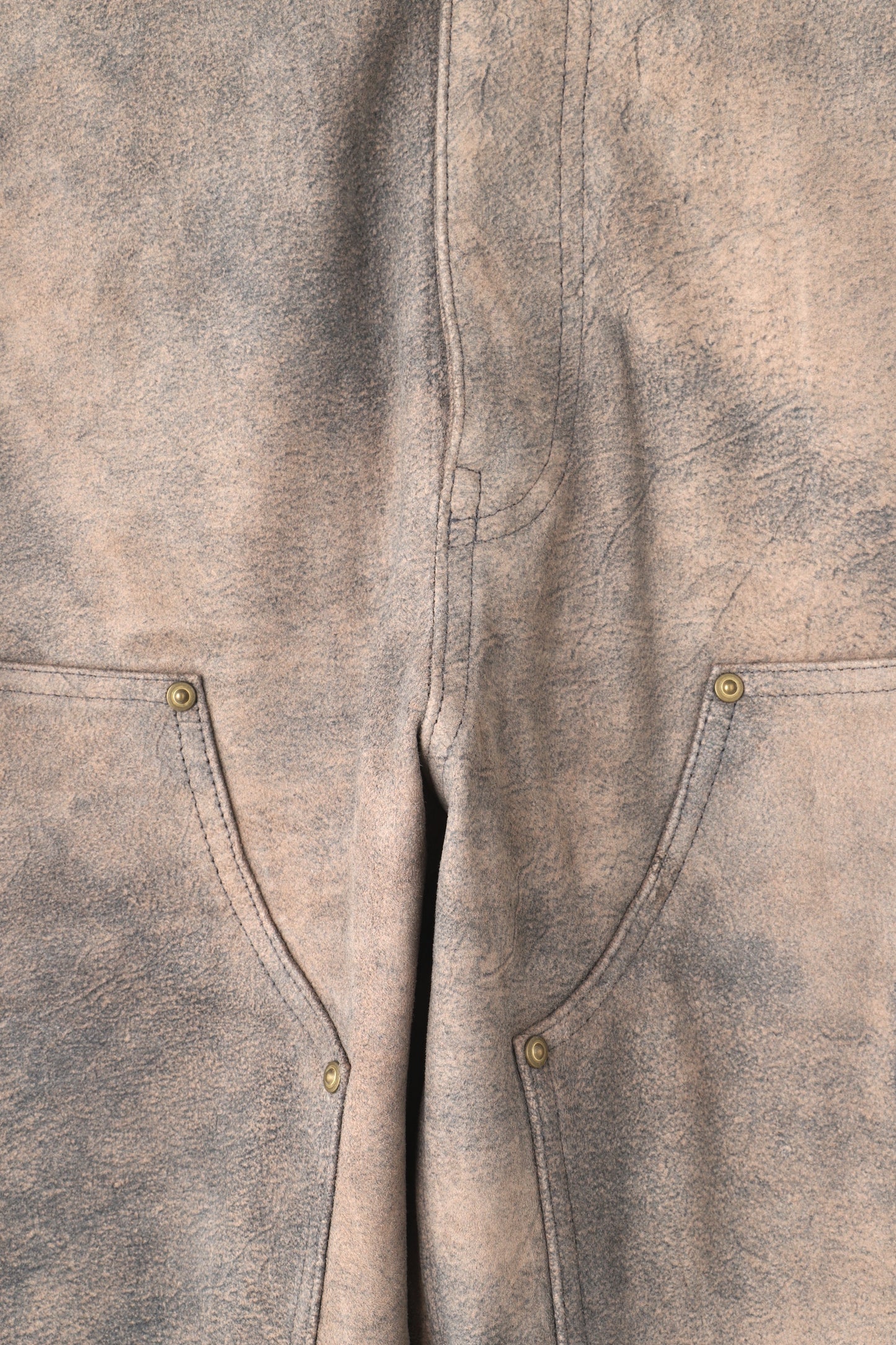 LEATHER DOUBLE KNEE PANTS - Goat suede Antique finish -