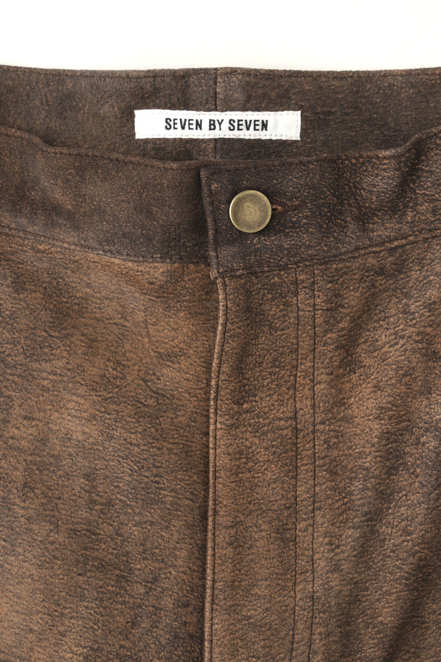 LEATHER DOUBLE KNEE SHORT PANTS - Goat suede Antique finish -