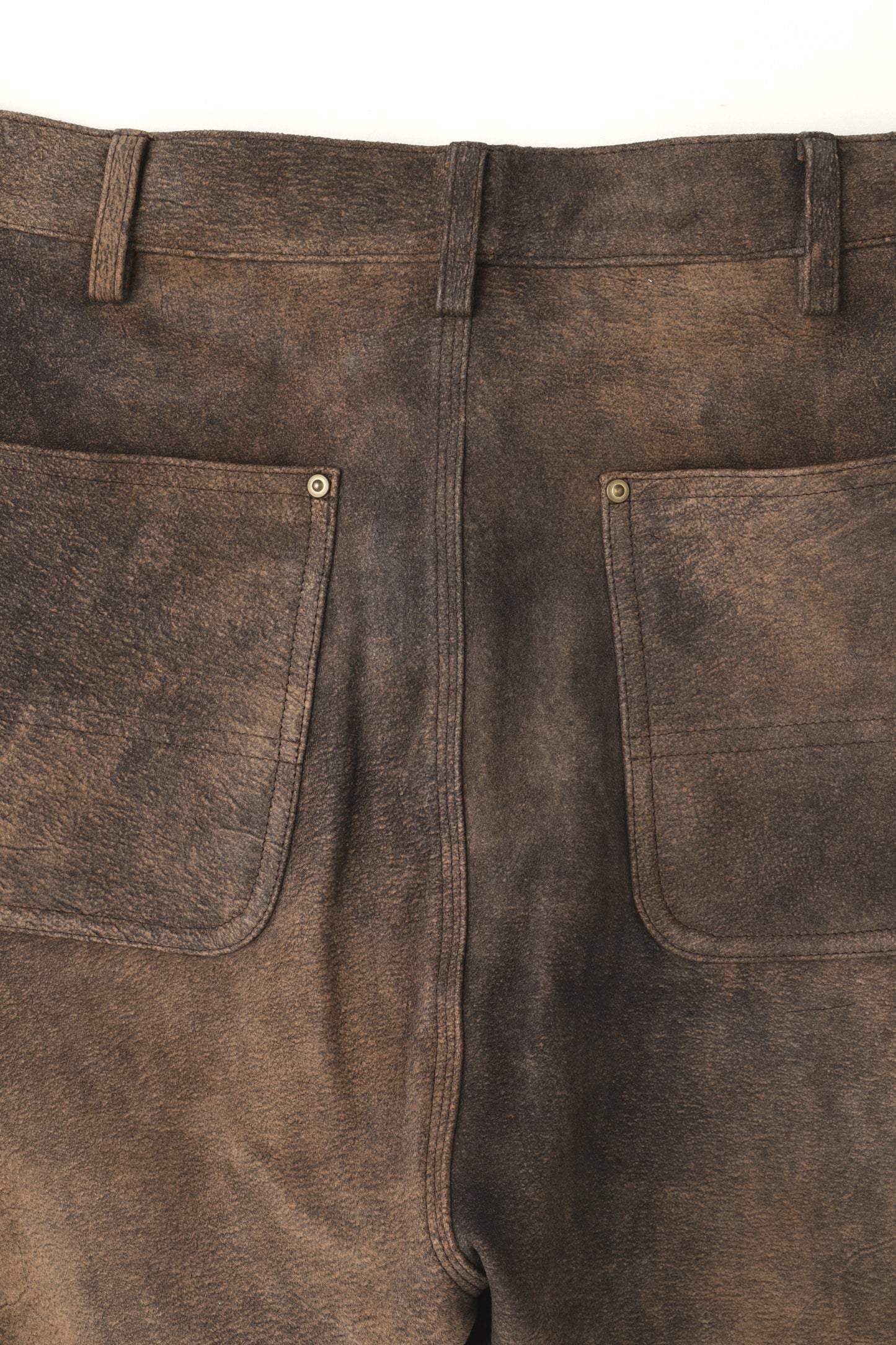 LEATHER DOUBLE KNEE SHORT PANTS - Goat suede Antique finish -