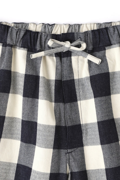 BUFFALO CHECK WIDE SHORT PANTS - Discharge printing -
