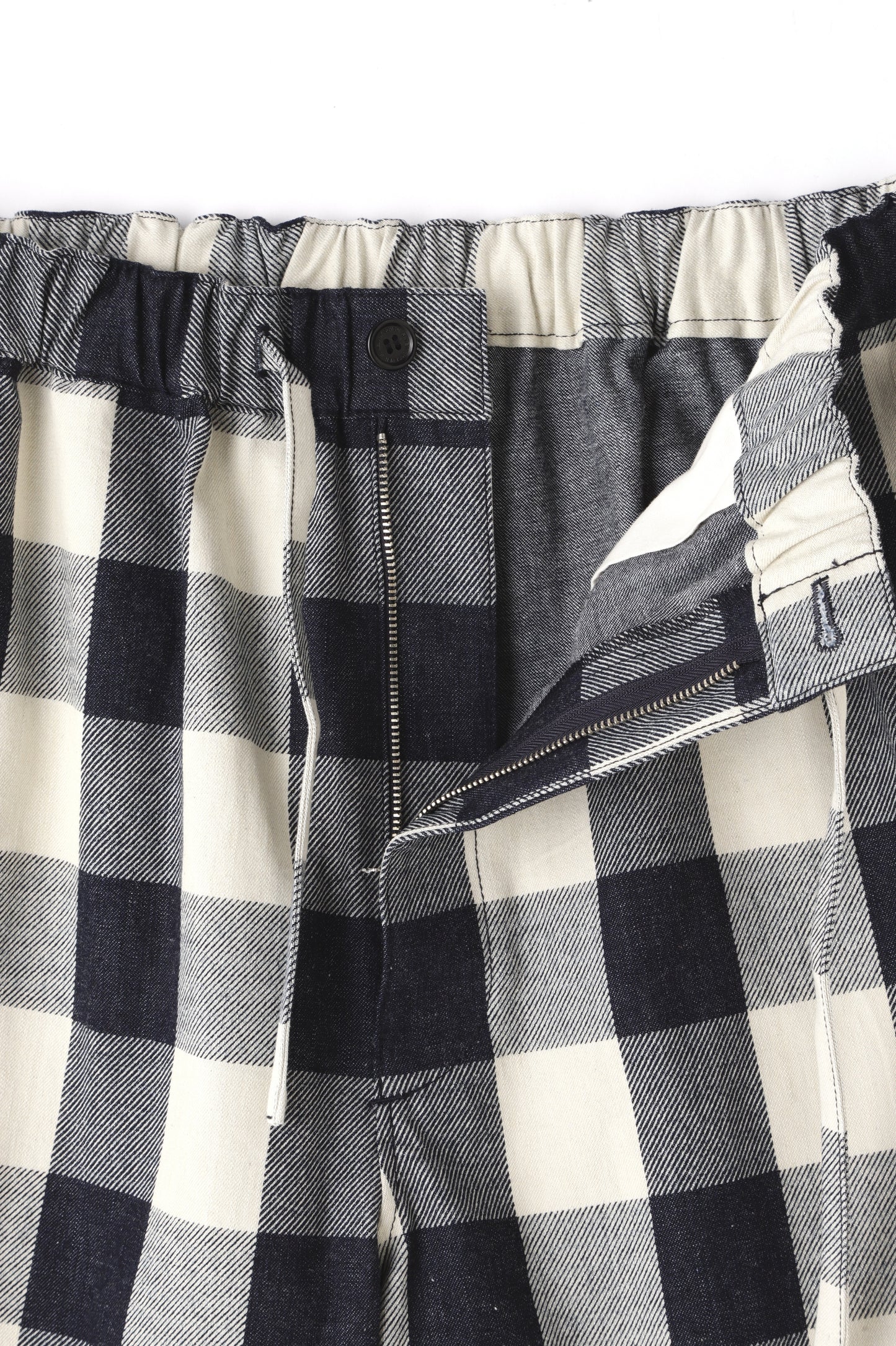 BUFFALO CHECK WIDE SHORT PANTS - Discharge printing -