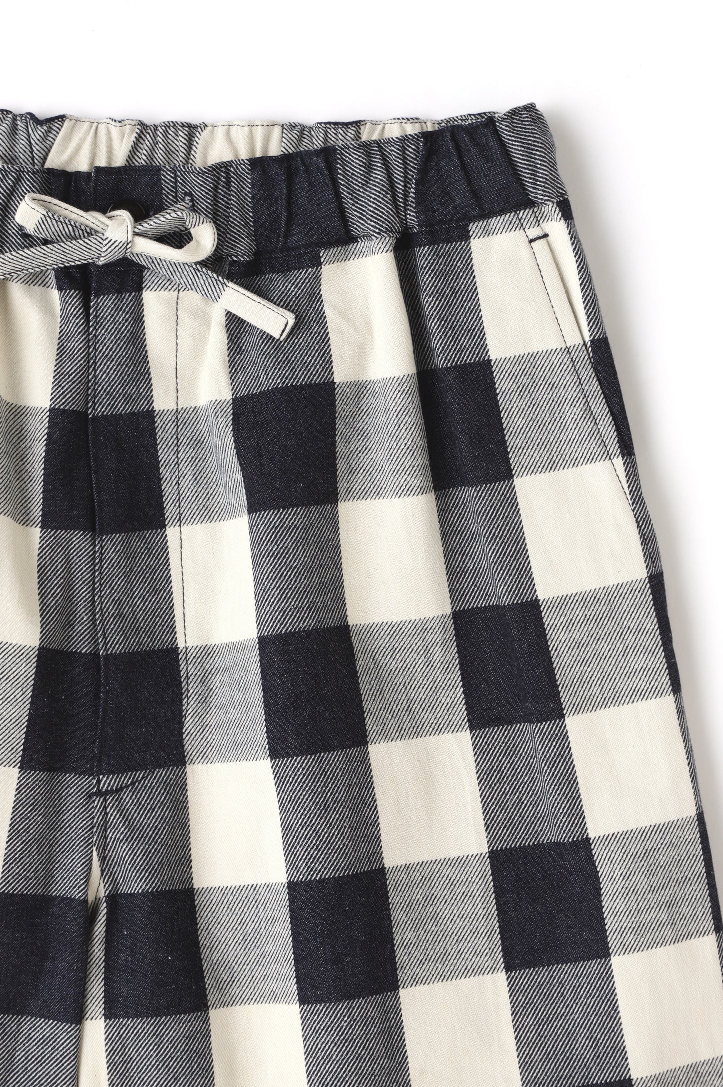 BUFFALO CHECK WIDE SHORT PANTS - Discharge printing -