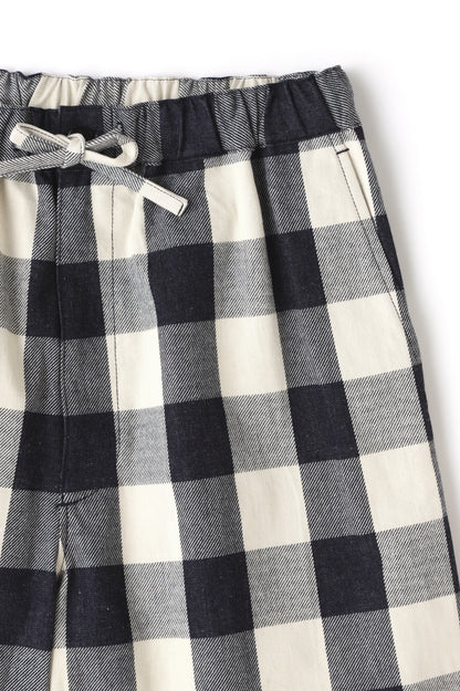 BUFFALO CHECK WIDE SHORT PANTS - Discharge printing -