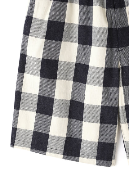 BUFFALO CHECK WIDE SHORT PANTS - Discharge printing -
