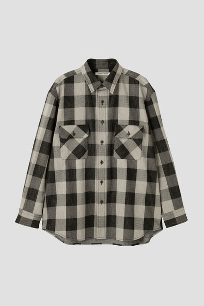 BUFFALO CHECK LOOSE WORK SH   L/S - Discharge printing -