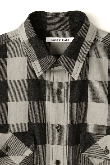 BUFFALO CHECK LOOSE WORK SH   L/S - Discharge printing -