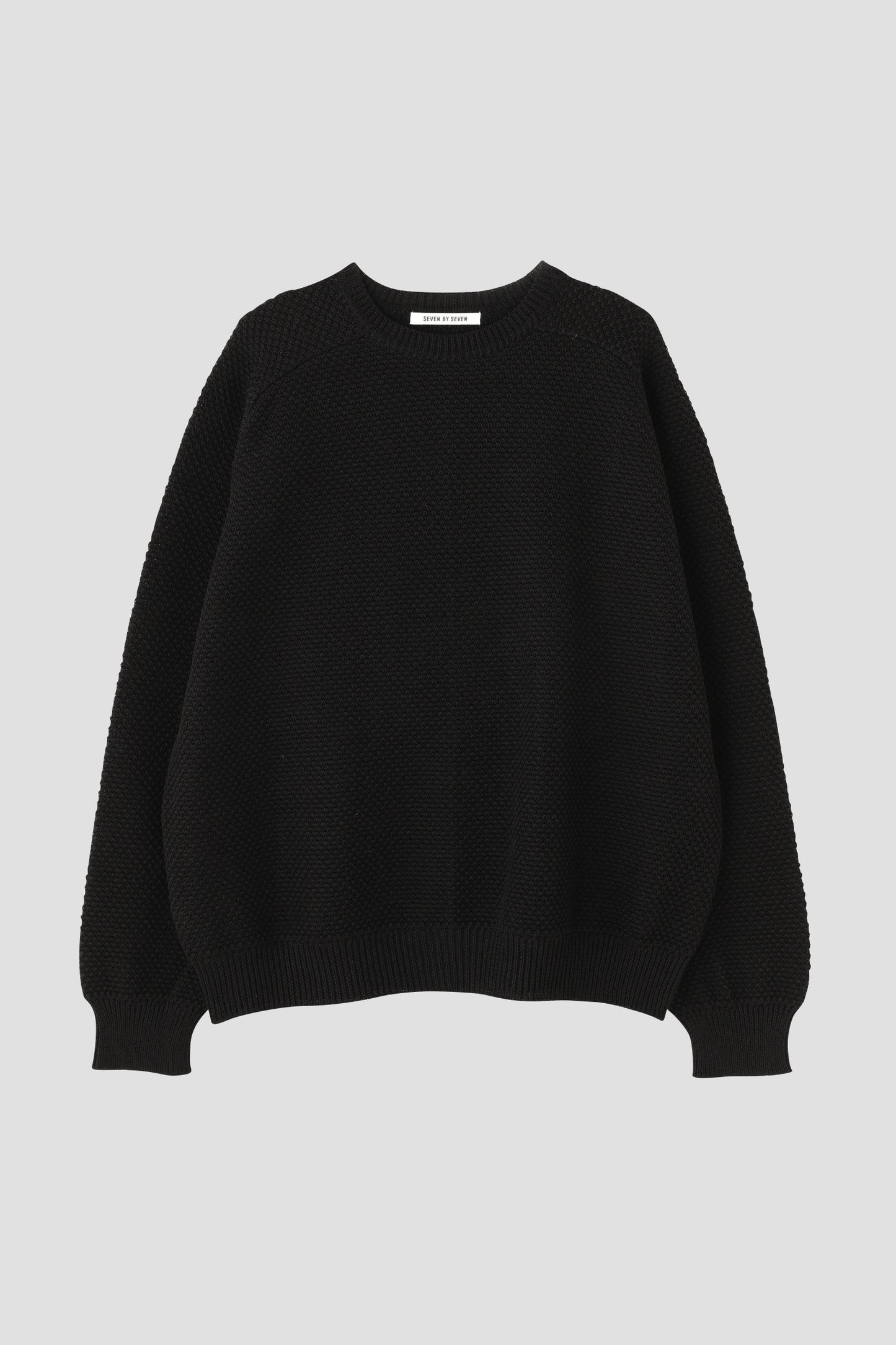 CREW NECK LINEN KNIT SWEATER - Moss stitch -