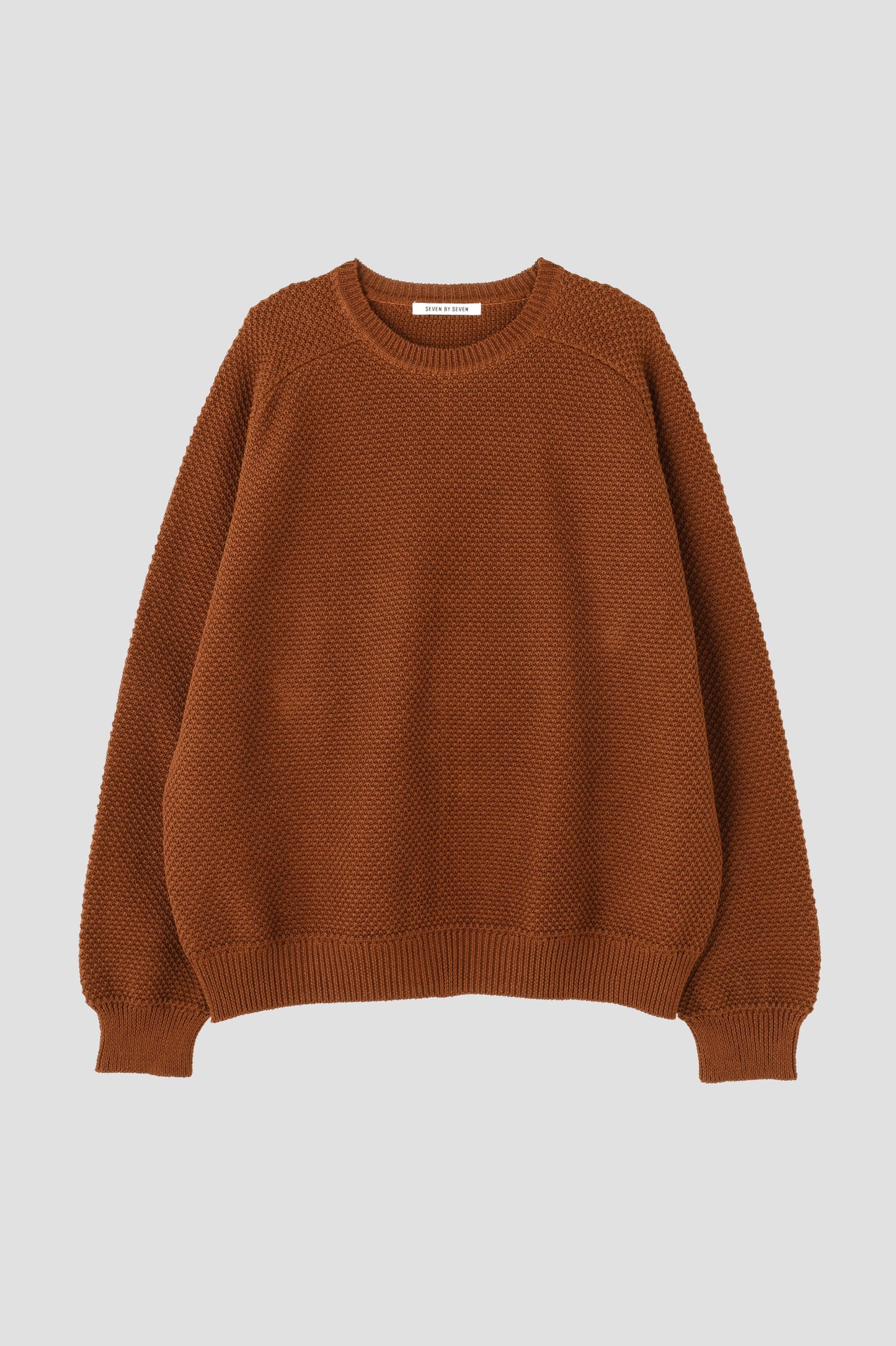 CREW NECK LINEN KNIT SWEATER - Moss stitch -
