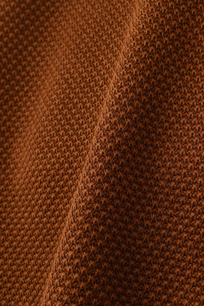 CREW NECK LINEN KNIT SWEATER - Moss stitch -