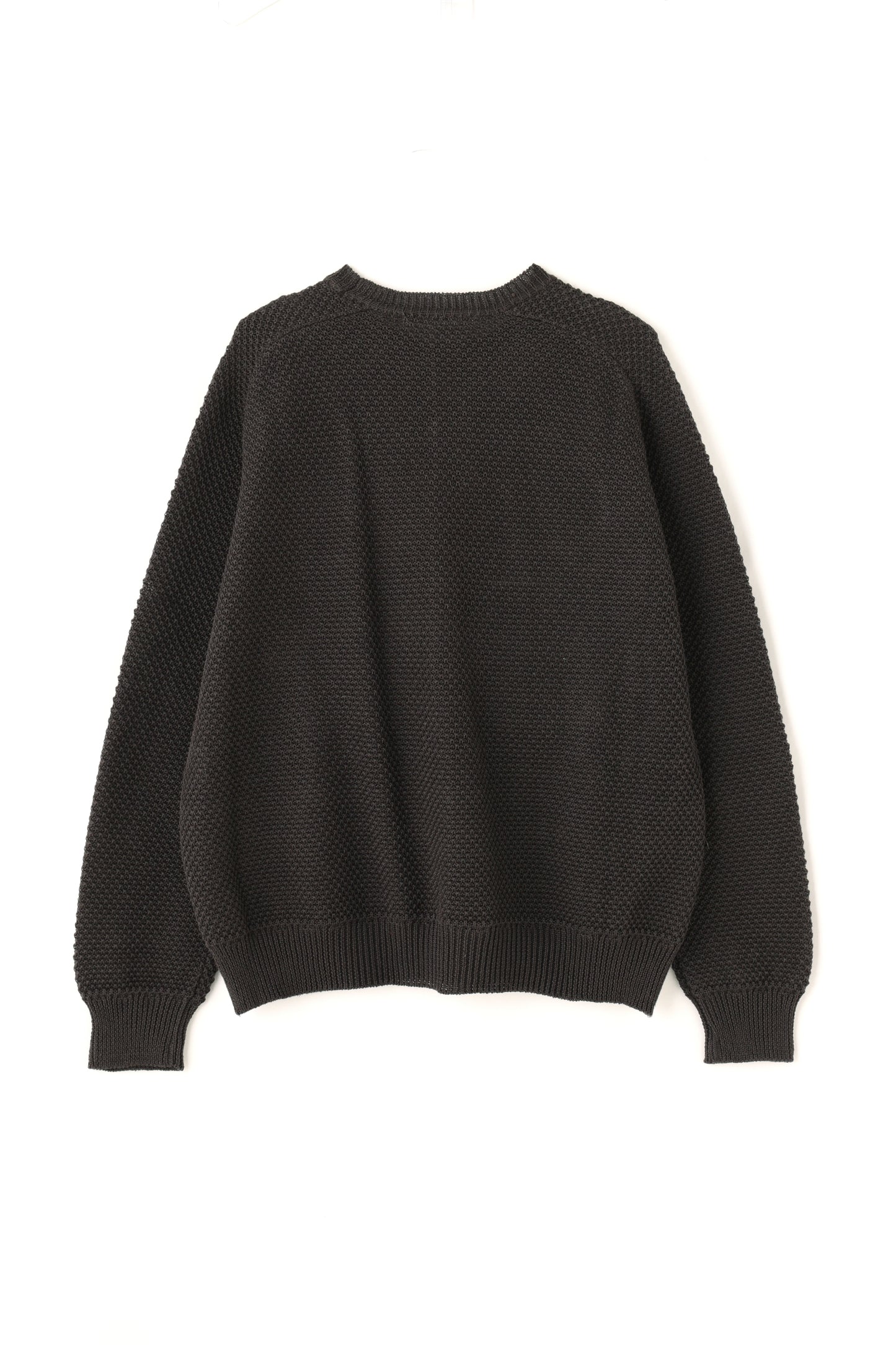 CREW NECK LINEN KNIT SWEATER - Moss stitch -