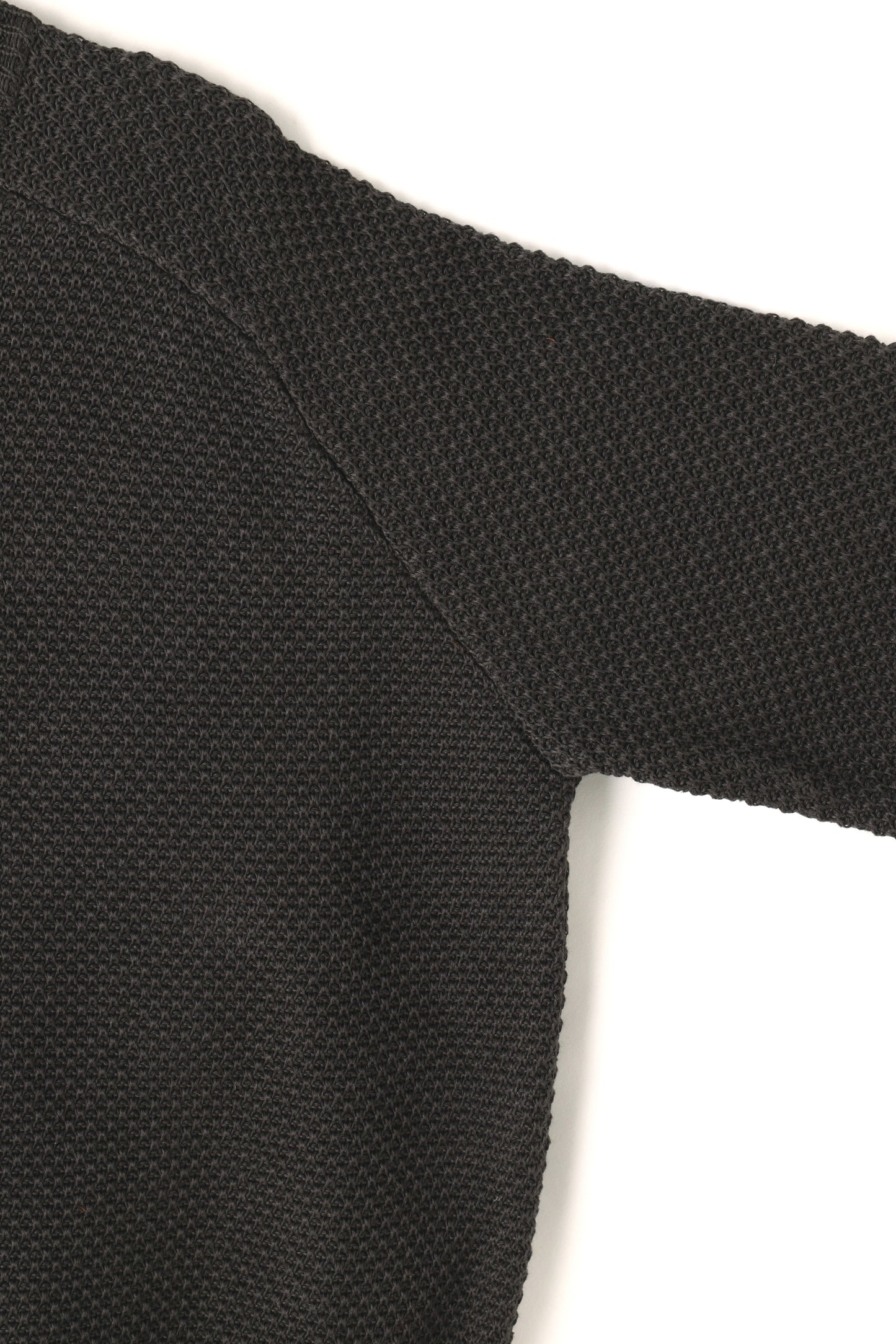 CREW NECK LINEN KNIT SWEATER - Moss stitch -