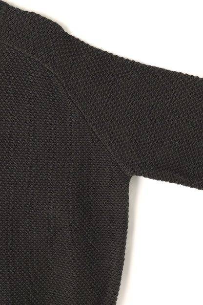 CREW NECK LINEN KNIT SWEATER - Moss stitch -
