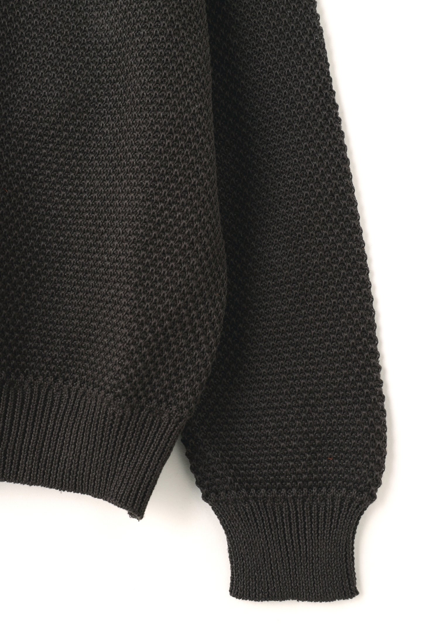 CREW NECK LINEN KNIT SWEATER - Moss stitch -