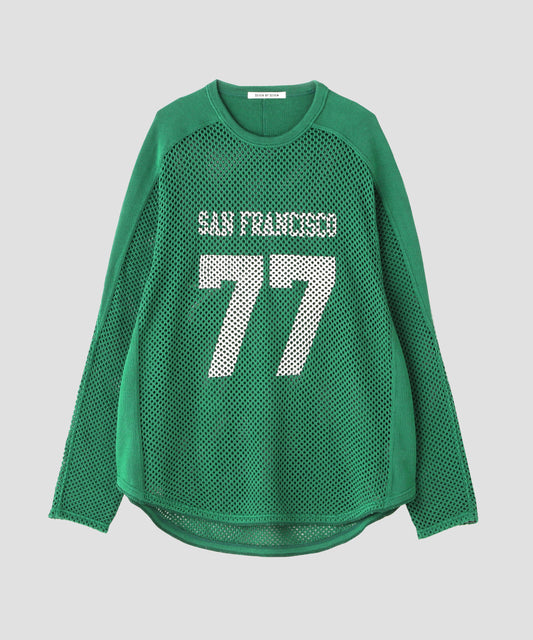 PRINTED FOOTBALL KNIT TEE - Mesh crochet -