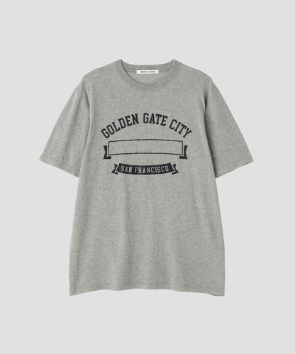 PRINTED WRAP AROUND KNIT TEE - Golden Gate City -