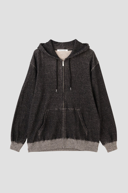 FULL ZIP THERMAL HOODIE - Mixed “UNSTAINED” yarn -